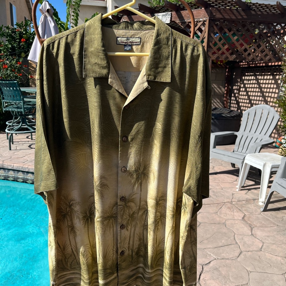 Tommy Bahama Olive and Beige Palm Print Shirt Jacket